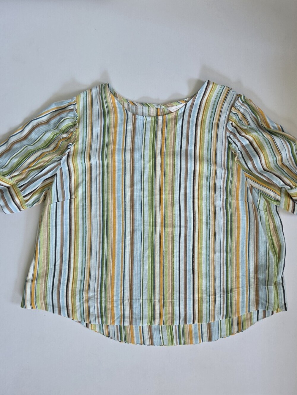 LC Lauren Conrad linen blend vertical stripe shirt summer cruise resort wear XL